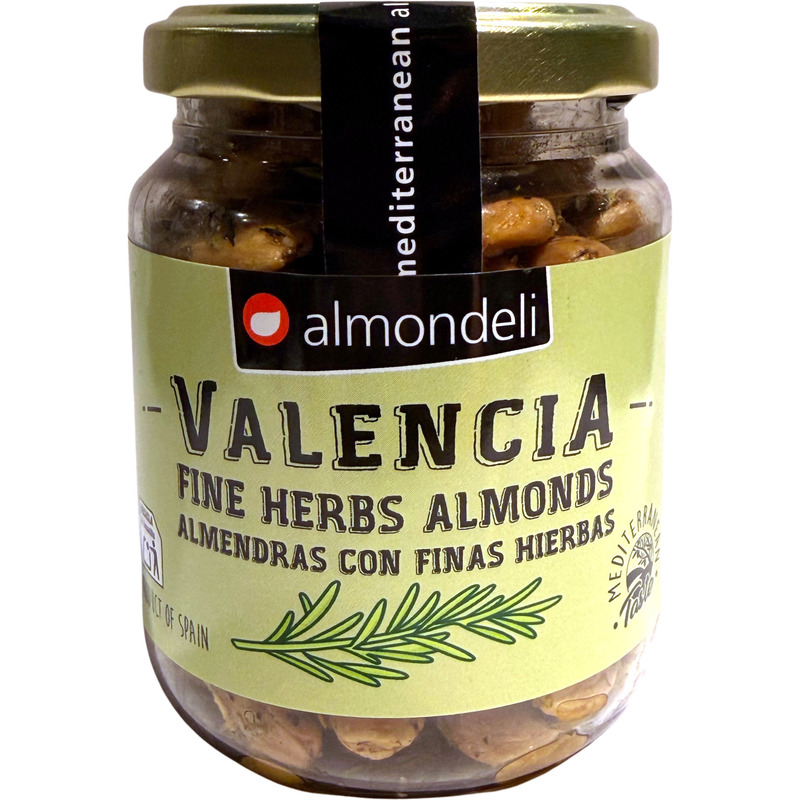 Amandes Valencia émondées frites aux fines herbes bocal 125g