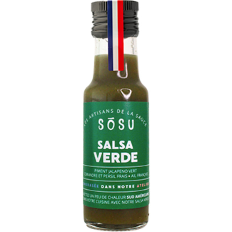 Artisanal salsa verde sauce with jalapeño peppers bottle 110g
