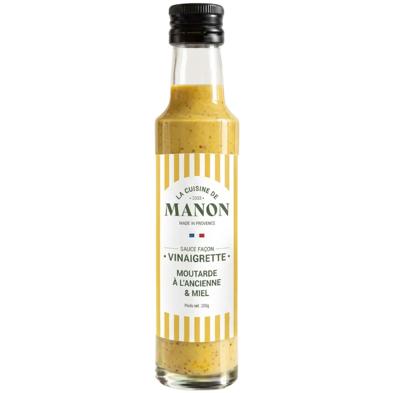 Old-fashioned mustard and honey vinaigrette dressing bottle 240g