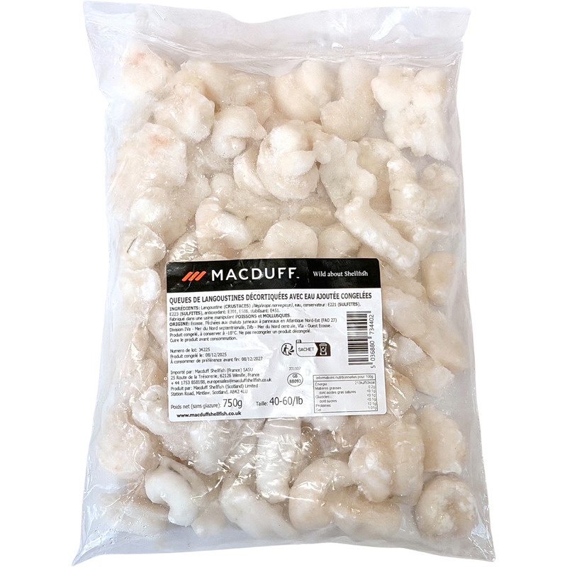 ❆ Raw shelled langoustine tails 40/60/lbs 750g