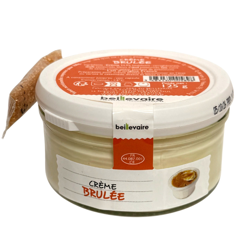 Crème brûlée with a sachet of brown sugar glass jar 125g