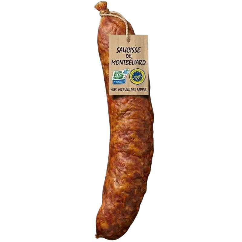 Saucisse de Montbéliard à cuire IGP porc français boyau naturel s/ vide x2 ±300g