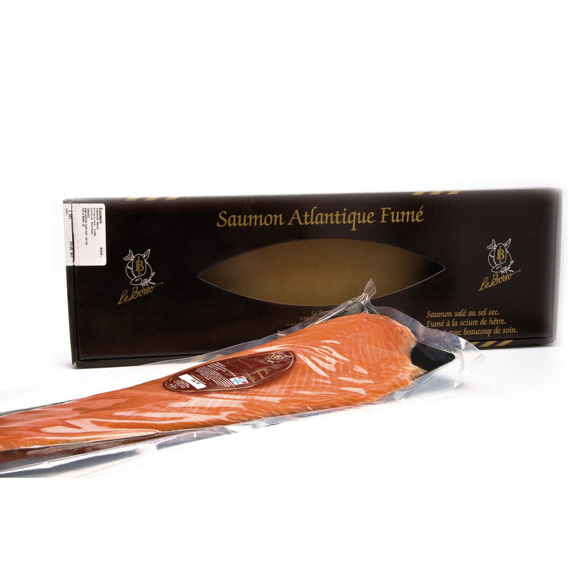 Saumon fumé de Norvège tranché main a/ peau 1,2/1,6kg