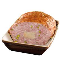 Terrine de lapin pistachée au médaillon de foie gras grès ±3,5kg