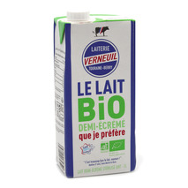 Organic UHT semi-skimmed milk french origin 1L