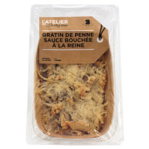 Penne gratin with bouchée à la reine sauce wood tub 300g