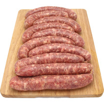 Knife chopped superior fresh Toulouse sausage natural gut LPF atm.packed ±1.6kg