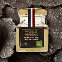 Organic honey and black truffle Tuber Melanosporum 1% preparation jar 100g