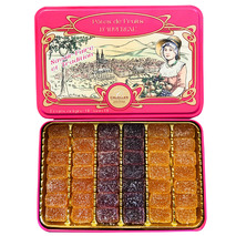Pâtes de fruits Mini-Cruz (fraise, abricot, poire, griotte) boîte métal 280g