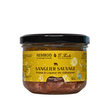 Terrine de sanglier sauvage français aux poires et liqueur de châtaignes verrine 180g
