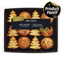 Mini cake Saint-Jacques à la bretonne | Mini sapin au bleu poires et noix x12 165g