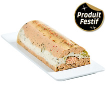 Bûche saumon, fèves croquantes, coeur de saumon persillé 1,2kg