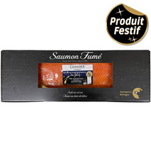 Saumon fumé des Fjords de Norvège tranché main a/peau a/intercalaires 1,3-1,6kg