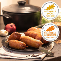 Uncooked Morteau sausage PGI french pork in natural gut atm.packed 8x±400g