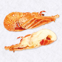 ❆ 1/2 cooked caribbean washed head spiny lobster ±190g