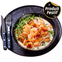 Fricassée de gambas et Saint-Jacques sauce yuzu gingembre barquette 3,2kg
