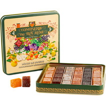 Fruit jellies | Raspberry, quince, pear, apricot, fig, blackcurrant metal box 360g