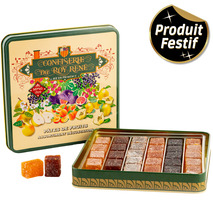Pâtes de fruits | Framboise, coing, poire, abricot, figue, cassis boîte métal 360g