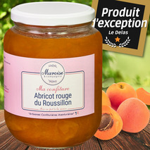 Hand-made red Roussillon apricot jam jar 950g