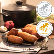 Uncooked Morteau sausage PGI french pork in natural gut atm.packed 8x±400g