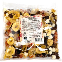 Mix of dried exotic fruits (grape, banana, papaya, pineapple, coconut) bag 500g