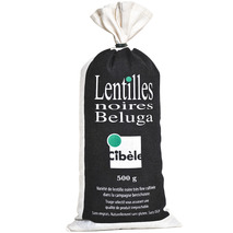Beluga black lentils from Berry French origin jute bag 500g
