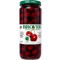 Pitted black cherries in light syrup jar 1L