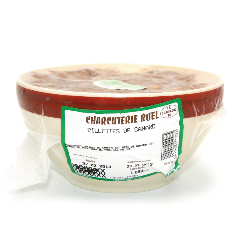 Rillettes artisanales de canard terrine ±1kg