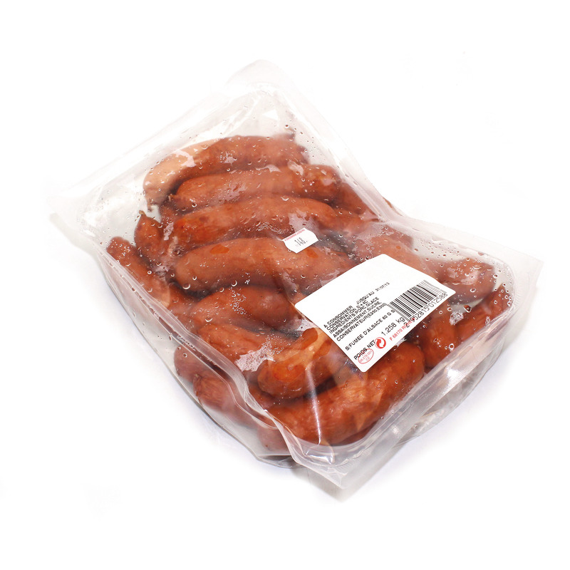 Smoked Alsace sausage atm.packed 25x±60g