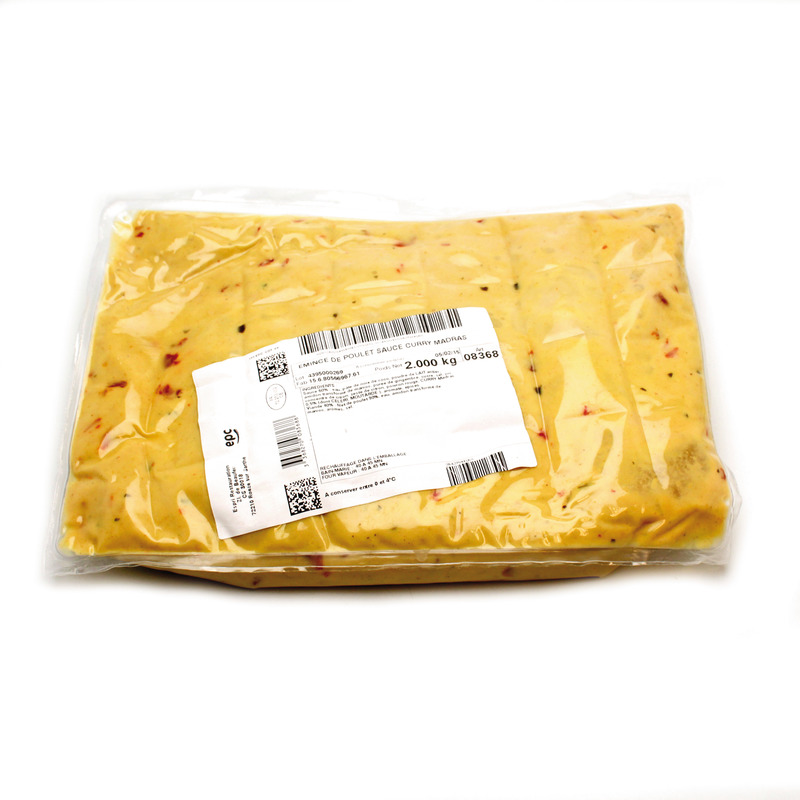Chopped chicken in curry madras sauce pouch 2kg