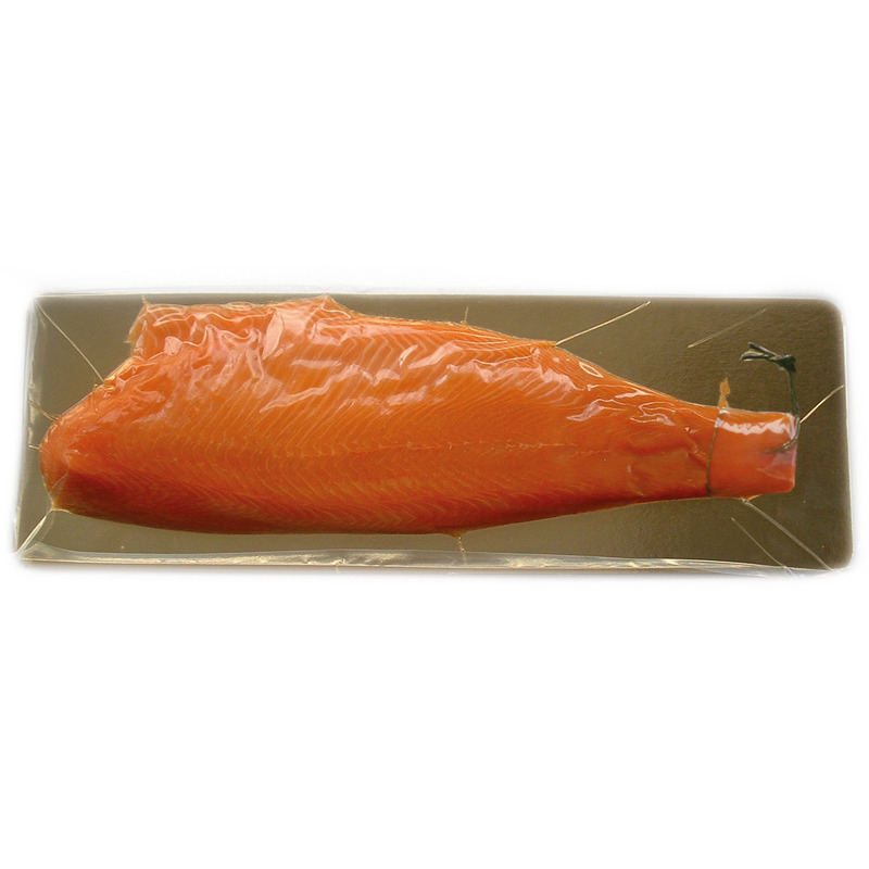 Saumon fumé d'Écosse ficelle tranché main a/ peau 1,6/1,9kg