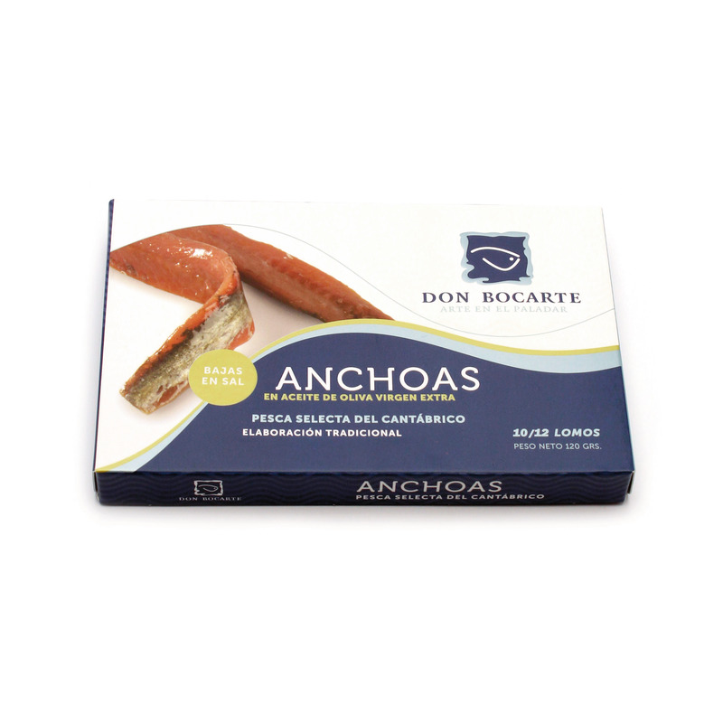 Cantrabria anchovies fillets in extra virgin olive oil x10/12 tin 100g