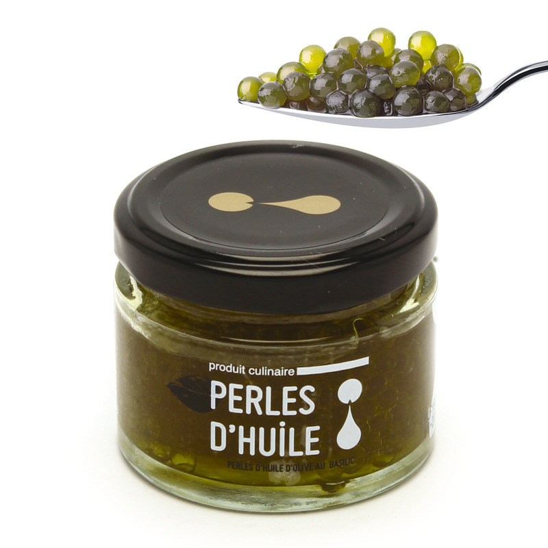 Perles d'huile d'olive au basilic bocal 50g