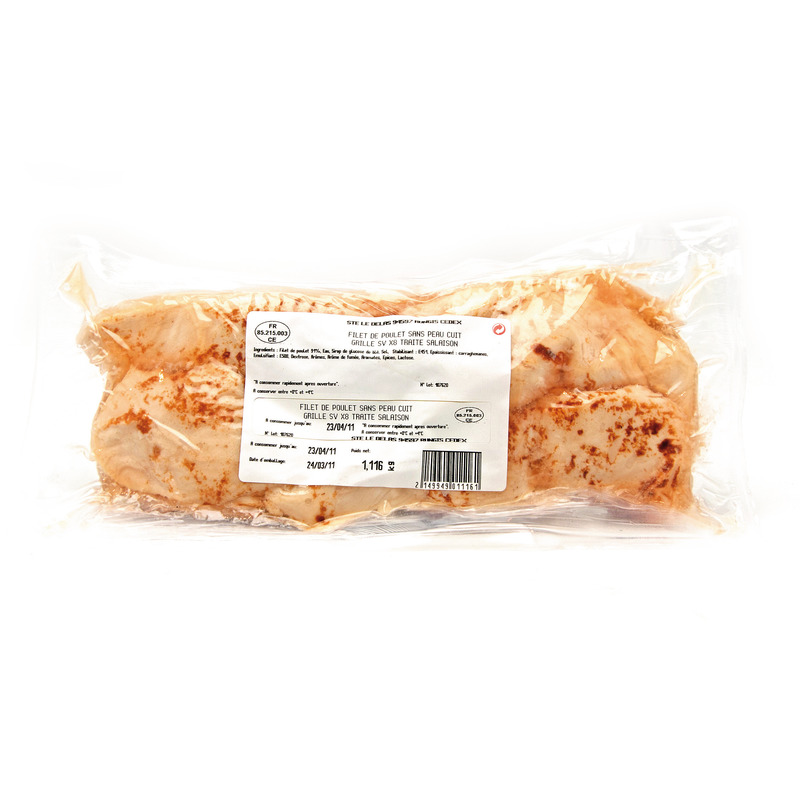 Filet de poulet cuit grillé s/peau s/ vide ±1,1kg