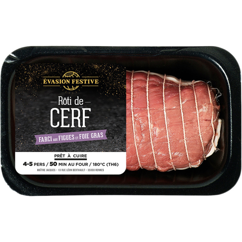 Rôti de cerf farci aux figues et foie gras de canard ±950g