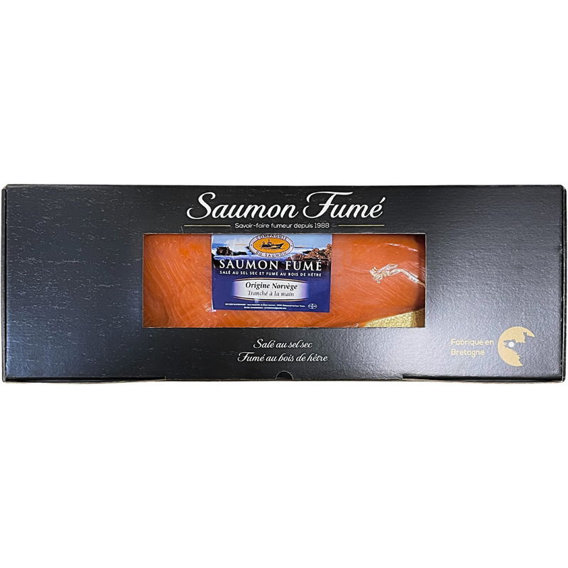 Saumon fumé de Norvège ficelle tranché main a/ peau a/ intercalaires 1,6-1,9kg