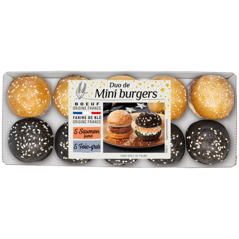 Mini burger panaché festif foie gras et saumon fumé x10 330g