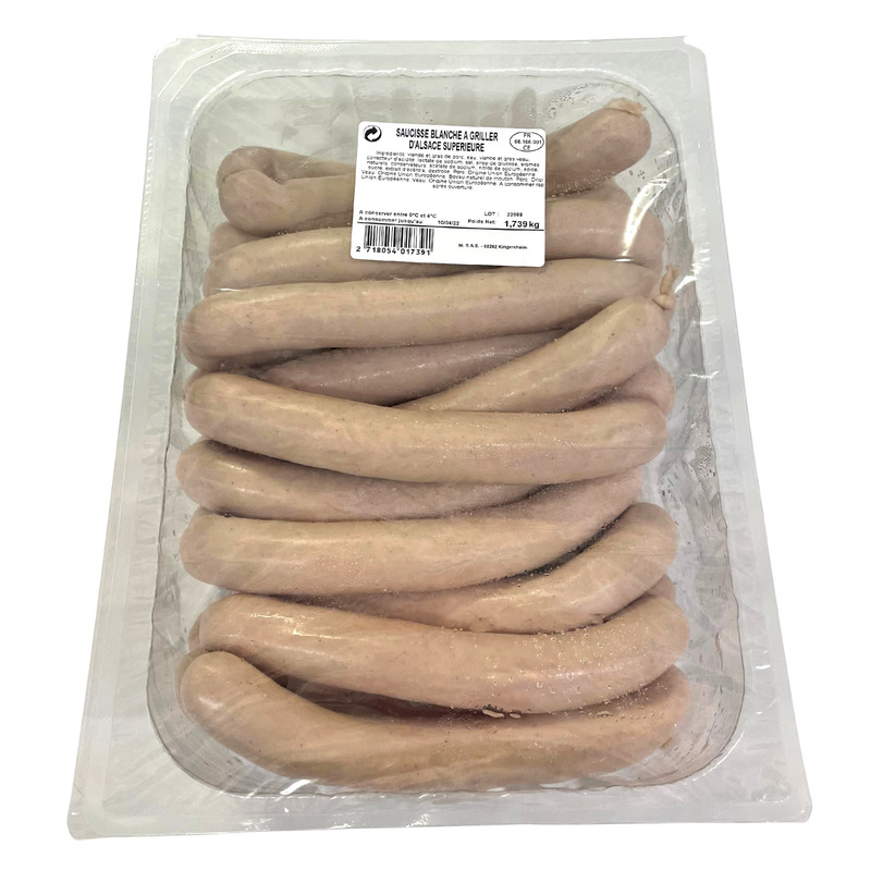 White poached sausage natural gut atm.packaged 20x±75g