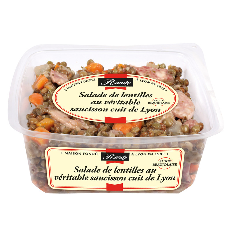Salade de lentilles au véritable saucisson cuit de Lyon sauce beaujolaise 300g