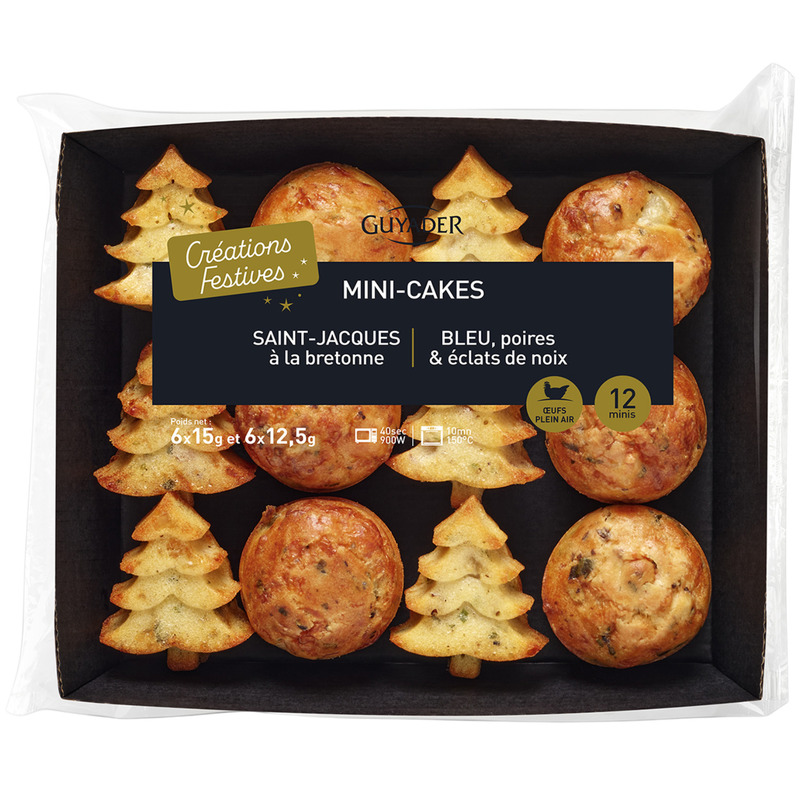 Mini cake Saint-Jacques à la bretonne | Mini sapin au bleu poires et noix x12 165g