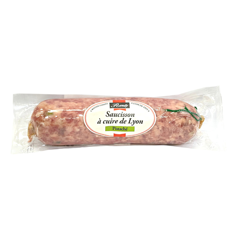 Genuine uncooked Lyon sausage with pistachios 3% vacuum packed 350g