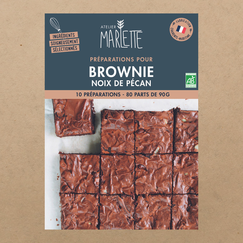 Préparation BIO pour brownies aux noix de pécan | 10 sachets > 10 brownies 8 parts 90g