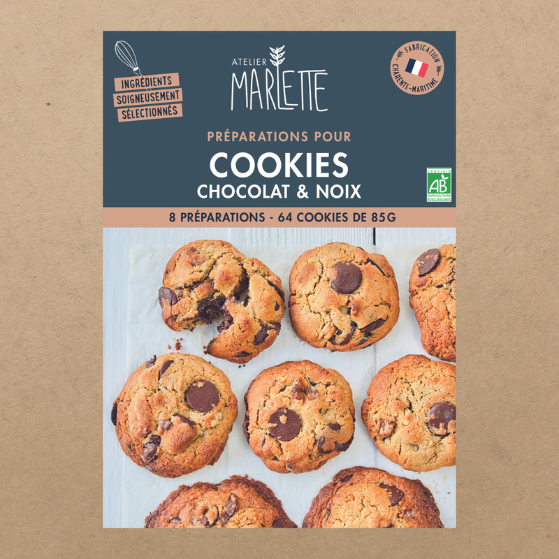 Préparation BIO pour cookies chocolat & noix | 8 sachets > x8 cookies 85g