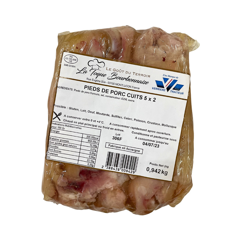 Pied de porc français cuit x2 ±400g