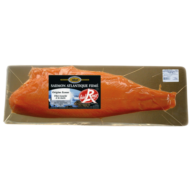 Hand-sliced Scottish smoked salmon with skin Label Rouge 1.3/1.6kg