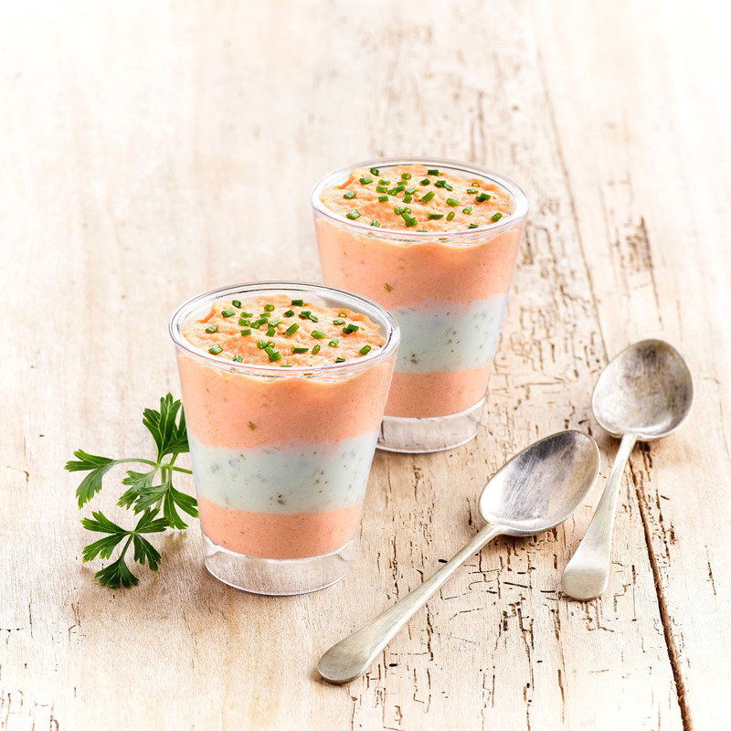 Salmon cottage cheese and cucumber verrine 6x40g