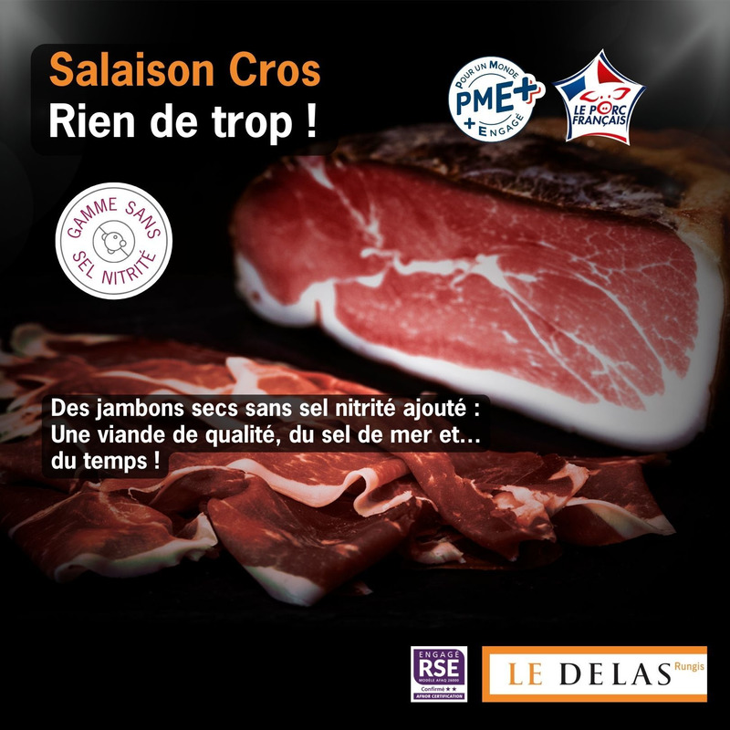 Jambon sec 1/4 6-7 mois sans sel nitrité LPF ±1,2kg