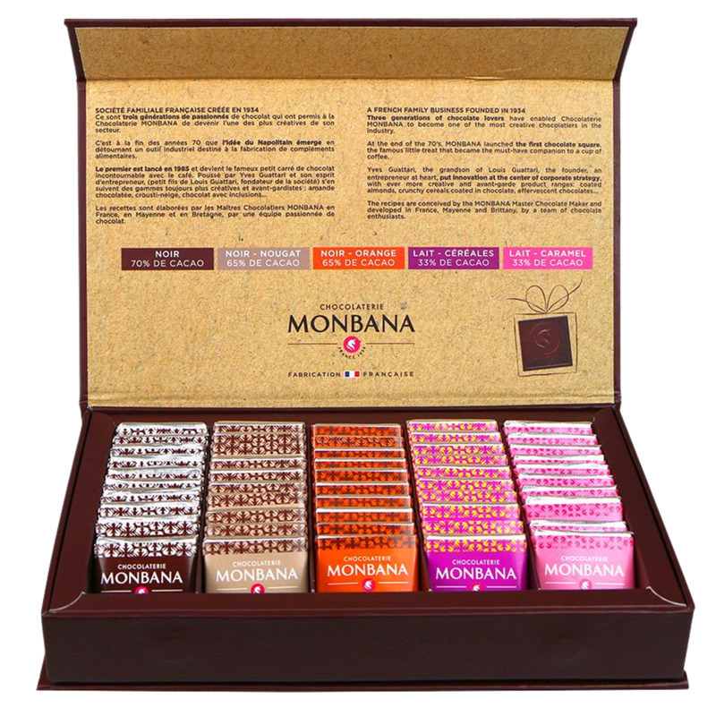 Coffret de carrés de chocolat Pures Origines x50 195g