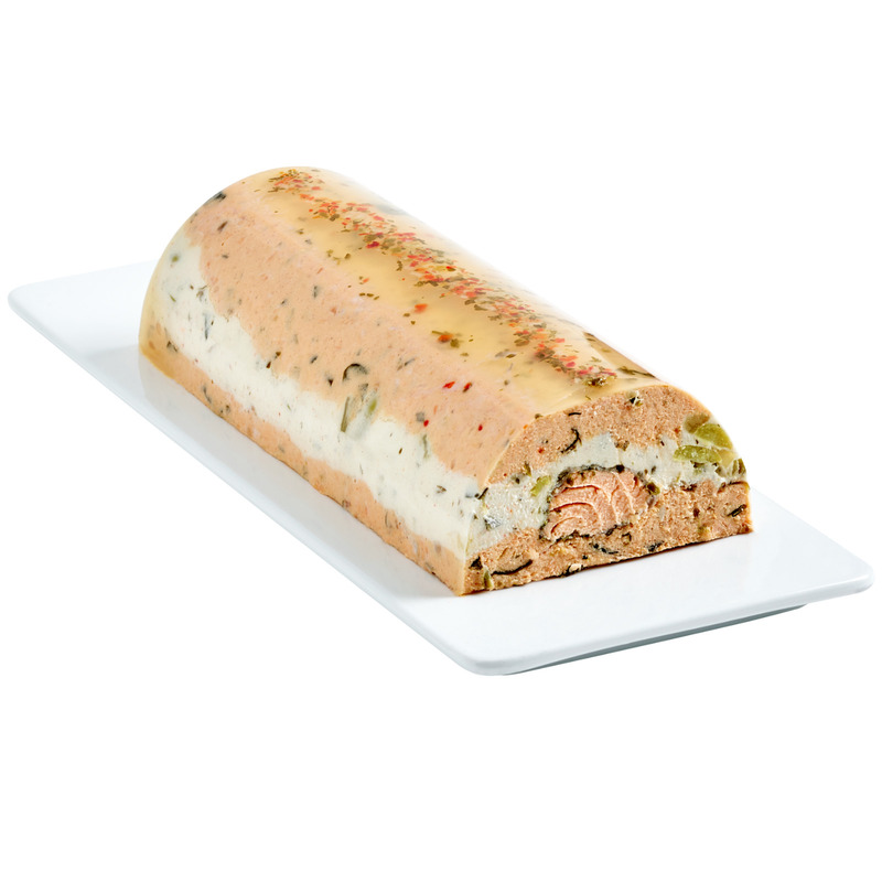 Bûche saumon, fèves croquantes, coeur de saumon persillé 1,2kg