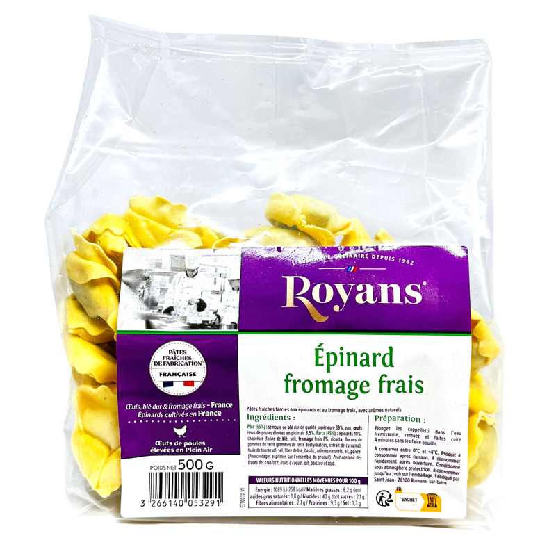 Cappelletti épinards fromage frais sachet 500g